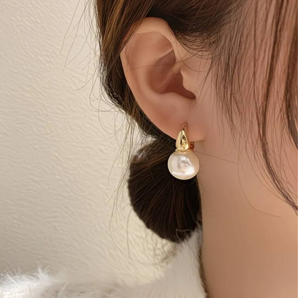 Gold and Pearl Drop Earrings